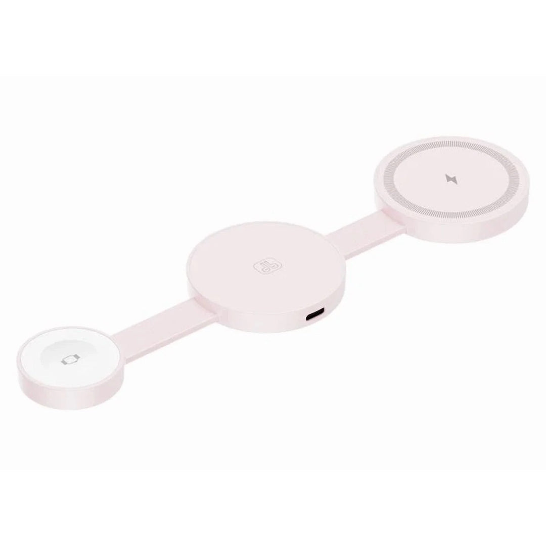 Cargador Inalámbrico 3 en 1 Havit W3105 Rosa Plegable | Carga Rápida 15W