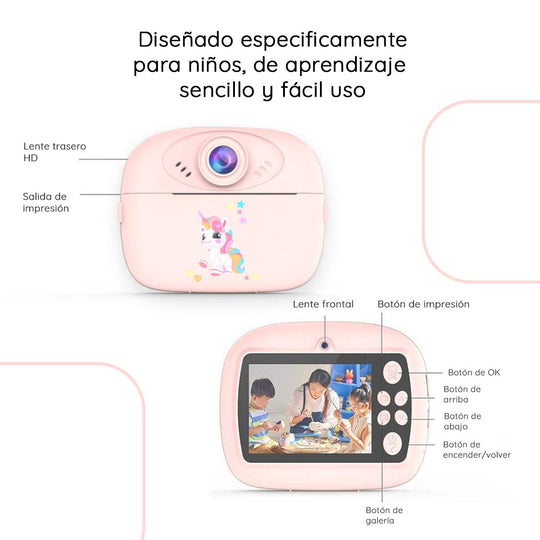 Cámara Infantil con Impresora Instantánea AM300 Full HD
