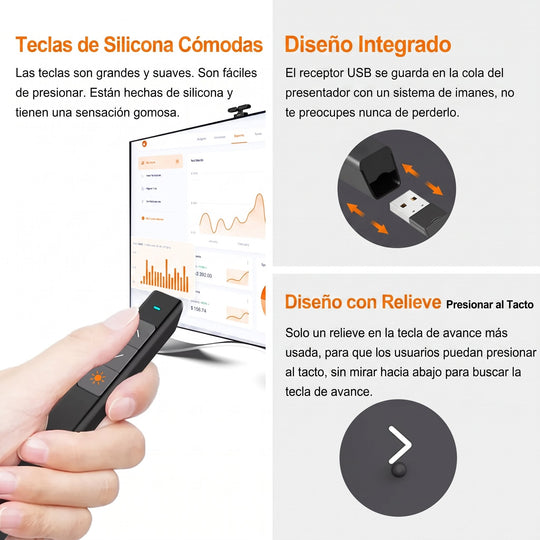 Presentador Inalámbrico N26 con Puntero Láser Rojo 2.4 GHz – 100 m